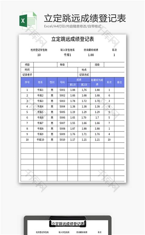 小学生成绩表模板_教育培训Excel模板下载-蓝山办公