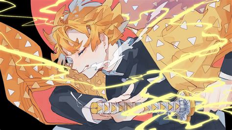 Anime Thunder Breathing Zenitsu Kimetsu No Yaiba / Thunder Breath User ...