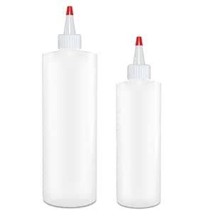 Buy Condiment Squeeze Bottles, 16 & 8 Ounce BPA Free, 2 Pack with Red ...