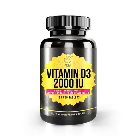 Vitamin D3 2000 IU, Promotes Calcium Absorption, Bone Health, Muscle Strength & Immunity, 120 ...
