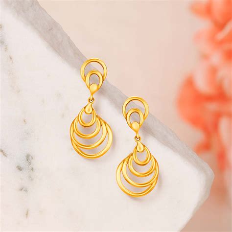 Beautiful 22 Karat Yellow Gold Patterned Teardrop Drop Earrings