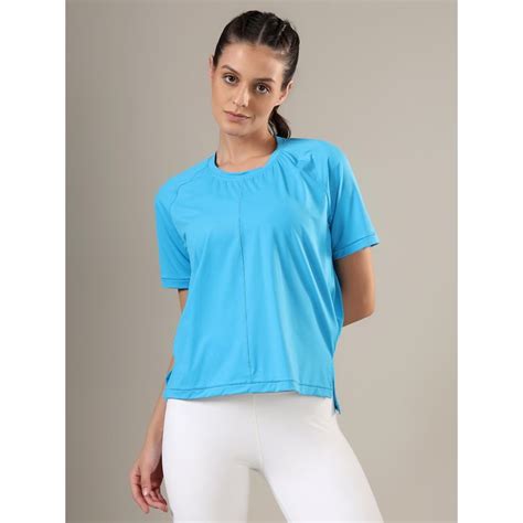 Buy Fitkin Women Blue Ultra Breathe Back Mesh Panel T-Shirt Online