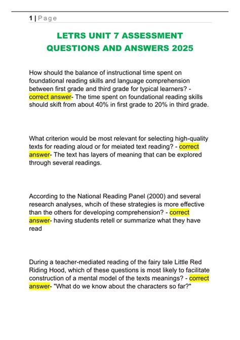 LETRS UNIT 7 ASSESSMENT QUESTIONS AND ANSWERS 2025 - LETRS UNIT 7 ...