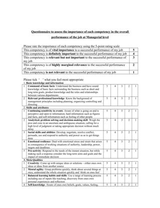 Image result for Competency Based Questionnaire Template