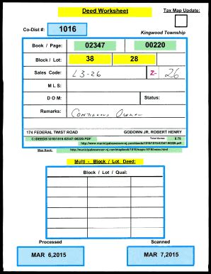 Fillable Online Deed Worksheet MAR 72015 MAR 62015 Fax Email Print ...
