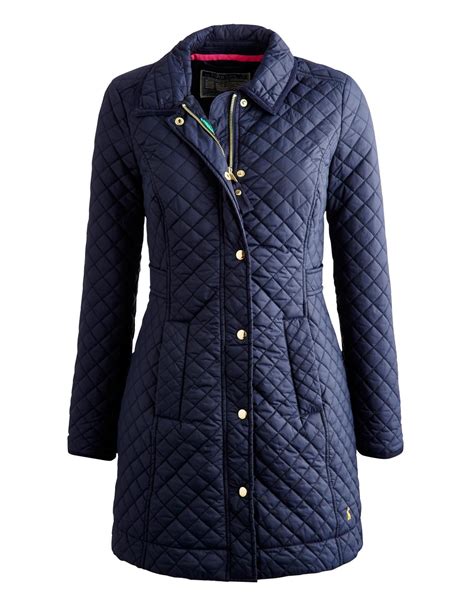 Joules Womens Longline Quilted Jacket, Marine Navy. Long line and ...