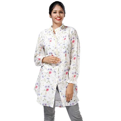 Kalanjali Women's Short Length Shirt Style Printed Cotton Kurti with ...