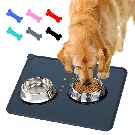 Nonslip Pet Food Mat, Silicone Dog Bowl Mat with Edges, Dog Water Mat ...