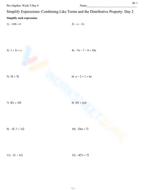 Image result for Distributive Property Worksheet Pre-Algebra