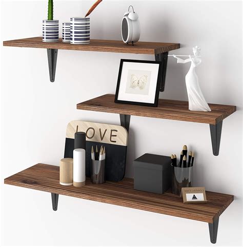 Amazon.com: BAMEOS Floating Shelves, Rustic Wood Wall Storage Shelves ...