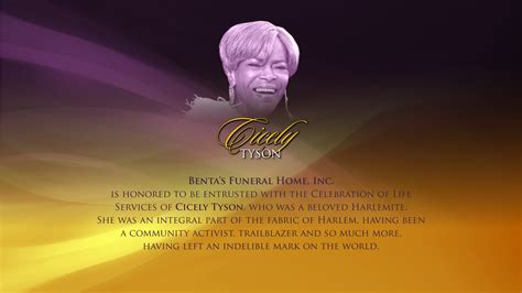Cicely Tyson — Benta's Funeral Home, Inc.