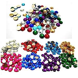 Colorful kundan Stones Round and Drop Shape Combo for Jewellery Making ...