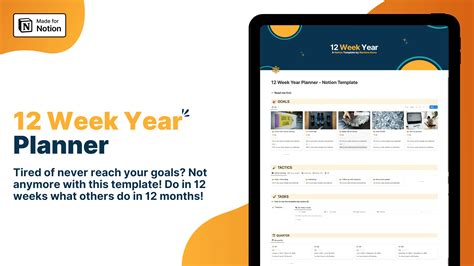12 Week Year Planner Notion Template - Personal Template