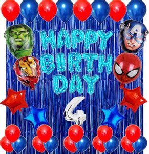 Attache Superhero Theme Foil Balloon for Birthday Decoration items (4 ...