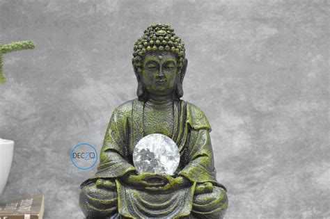 Table Top Buddha Water Fountain : 28 CM, Green Touch – Deczo