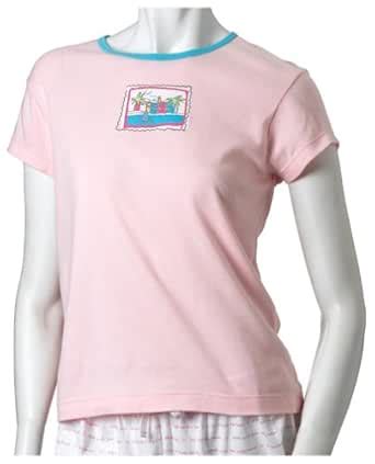 Buy HUE Women's Sleep Postcard Short Sleeve Sleep Tee, Pale Pink, Large ...