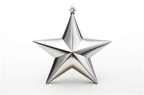 Gleaming silver star ornament adorning white space on a clear png or ...