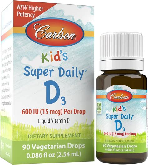 Carlson - Kid's Super Daily D3, Kids Vitamin D Drops, 600 IU (15 mcg ...