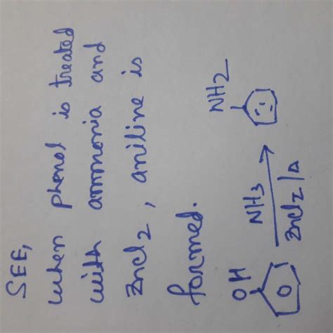What happens when phenol is treated with ammonia in the presence of ...
