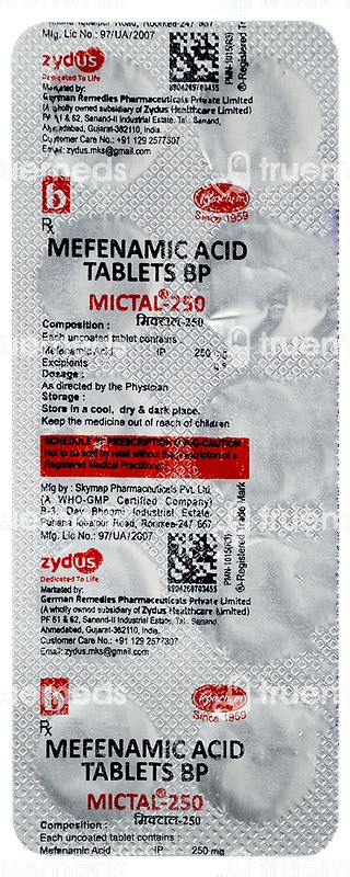 Mictal 250 Mg Tablet 10 - Uses, Side Effects, Dosage, Price | Truemeds