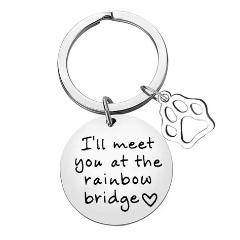Pet Memorial Keychain Gift I'll Meet You at The Rainbow Bridge Keychain ...