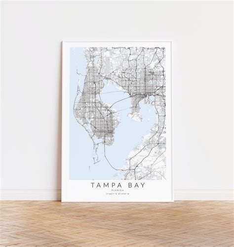 Tampa Bay Map Print Florida Art Nautical Decor Tampa Bay - Etsy