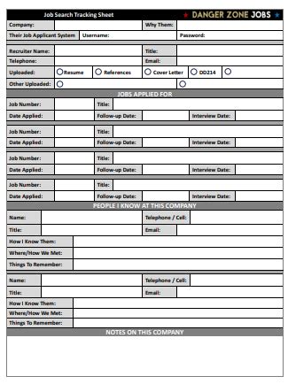 Image result for Job Search Tracking Log