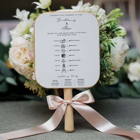 Wedding Program Fan, Printable Wedding Timeline Program Fan, Editable ...