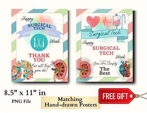 Blue Surgical Tech Week Printable Sign / Hand-drawn Happy Surgical Tech ...