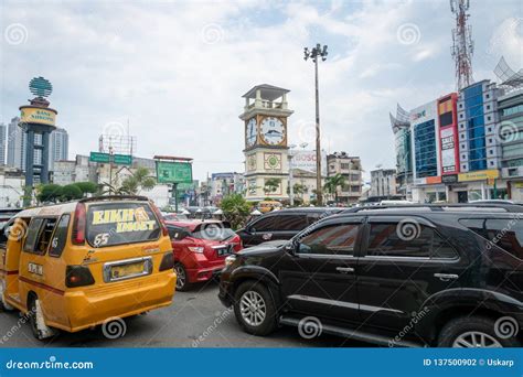 Medan Street and Traffic in the Central Area in Medan, North Sumatra, Indonesia. Editorial ...