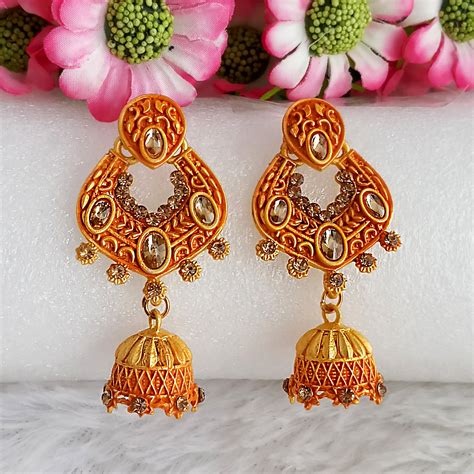 Amina Creation Gold Plated Meenakari Dangler Earrings Assorted Color ...