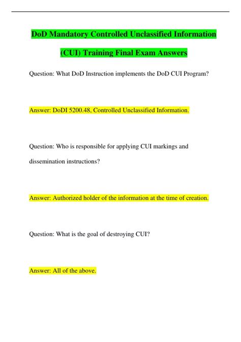 DoD Mandatory Controlled Unclassified Information (CUI) Training Final ...