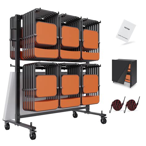 VEVOR Folding Chair and Table Cart, Heavy Duty Steel Folding Chair Rack ...