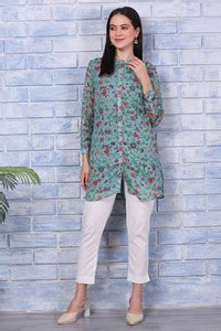 W Casual Floral Print Women Green Top - Buy W Casual Floral Print Women ...