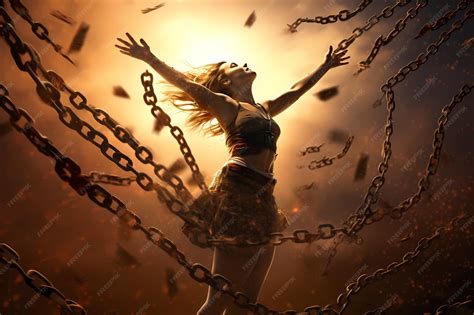 Person breaking free from chains or constraints representing liberation ...