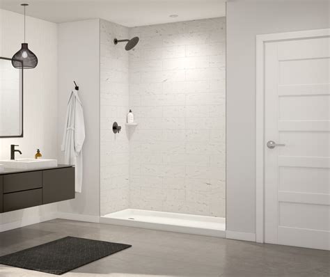 MSMK96-3262 32 x 62 x 96 Swanstone® Modern Subway Tile Glue up Shower ...