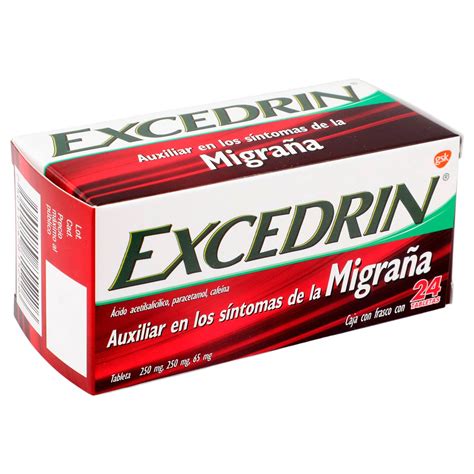 Excedrin Migraña 250Mg/250Mg/65Mg Con 24 Tabletas (Ácido Acetilsalicil — WeCare Pharma