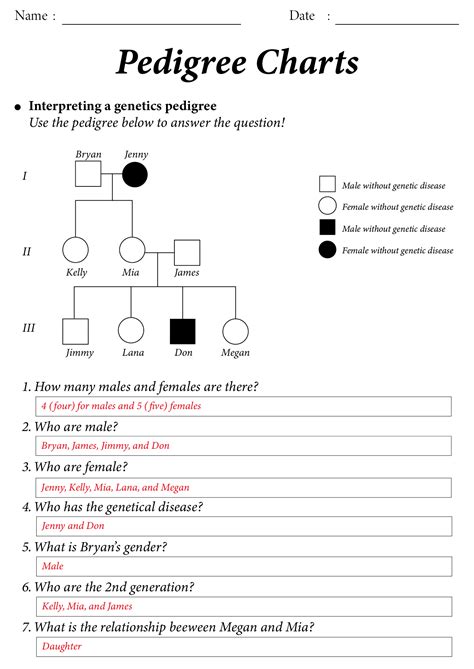 14 Best Images of Pedigree Worksheet With Answer Key - Genetics ...