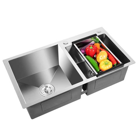Stainless Steel Double Bowl Kitchen Sink Home Simple Laundry Sink ...