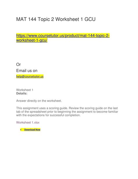 PPT - MAT 144 Topic 2 Worksheet 1 GCU PowerPoint Presentation, free ...