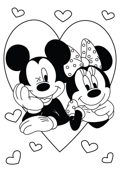 Couple Mickey Mouse and Minnie Mouse coloring page - Download, Print or ...