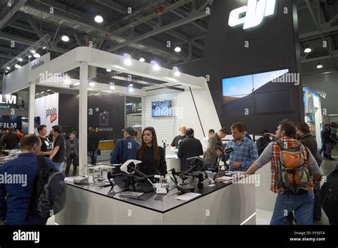 Moscow Crocus Expo, Moscow, Russia - April 15, 2016: DJI booth shows ...
