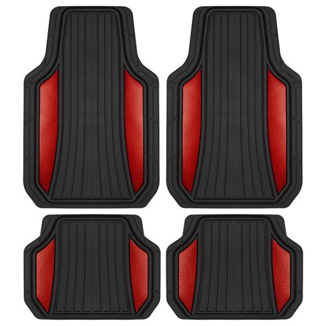 Motor Trend Two Tone Shield Black and Red Car Floor Mats - Durable ...