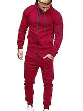 Men's Tracksuit Sweatsuit Full Zip Hoodie Jogging Suits Black Wine Army ...