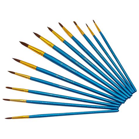 Blue Handle Paint Brush Set (12 Pieces) - Assorted Shapes & Sizes – Inkarto