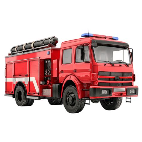 Fire Truck Red Realistic Isolated On White Background, Fire, Truck, Red ...