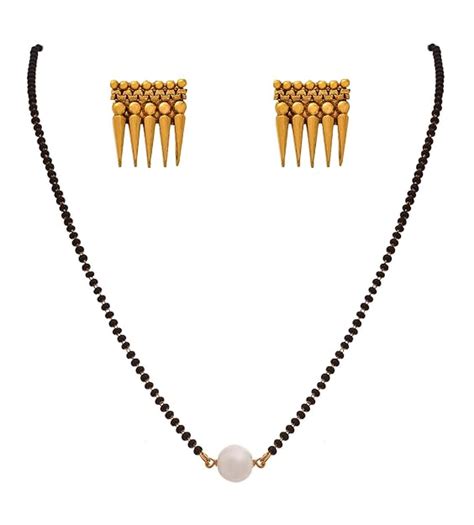 Buy BFC-Stylish One Gram Gold Plated Pearl Black Beads Mangalsutra For ...
