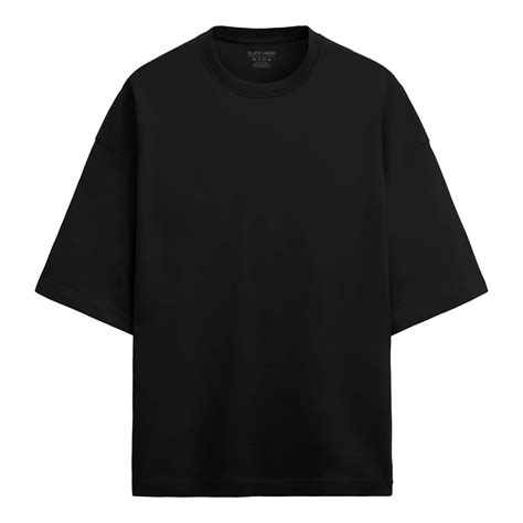 Black Terry Cotton Oversized T-shirt (280 GSM) – SLATE HASH