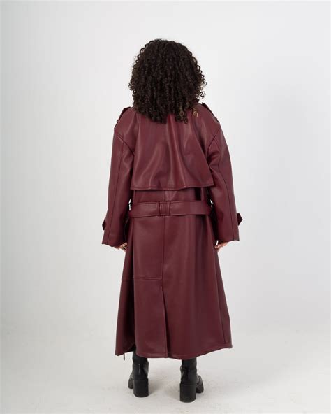 Sizzling Burgundy Leather Coat – Peppers
