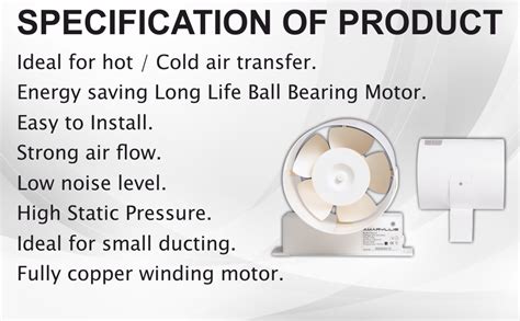 AMARYLLIS Axial Inline Ventilating Fan Blow-4, 4 Inches, White/Ivory ...